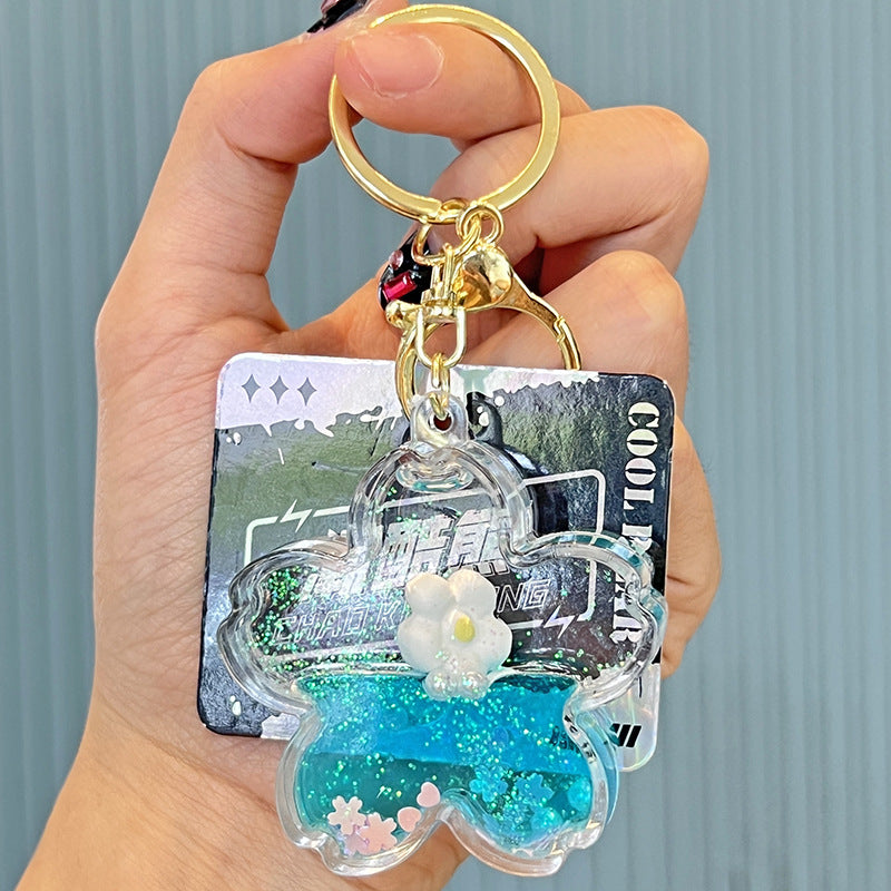 Wholesale Creative Flower Quicksand Bottle Acrylic Pendant Keychains